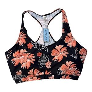 Yonique Floral Racerback Swim Top Womens 22W Plus Tropical Bikini Top NWT